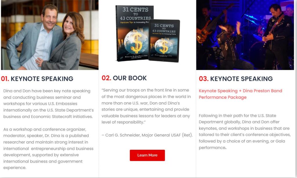 A page of the speakers section of the website.